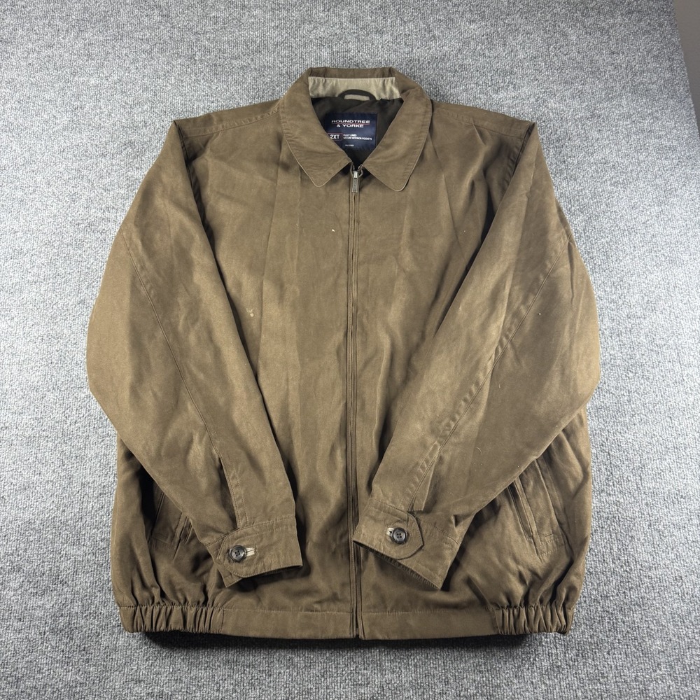 VINTAGE Roundtree & Yorke Jacket Men 2XT Brown Suede Bomber Full Zip 90s